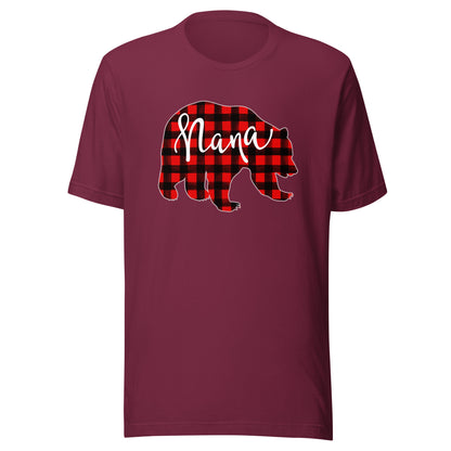 Red Plaid Nana Bear Matching Family Christmas Eve Buffalo T-Shirt