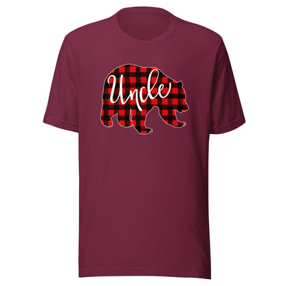 Red Plaid Uncle Bear Matching Family Christmas Eve Buffalo T-Shirt