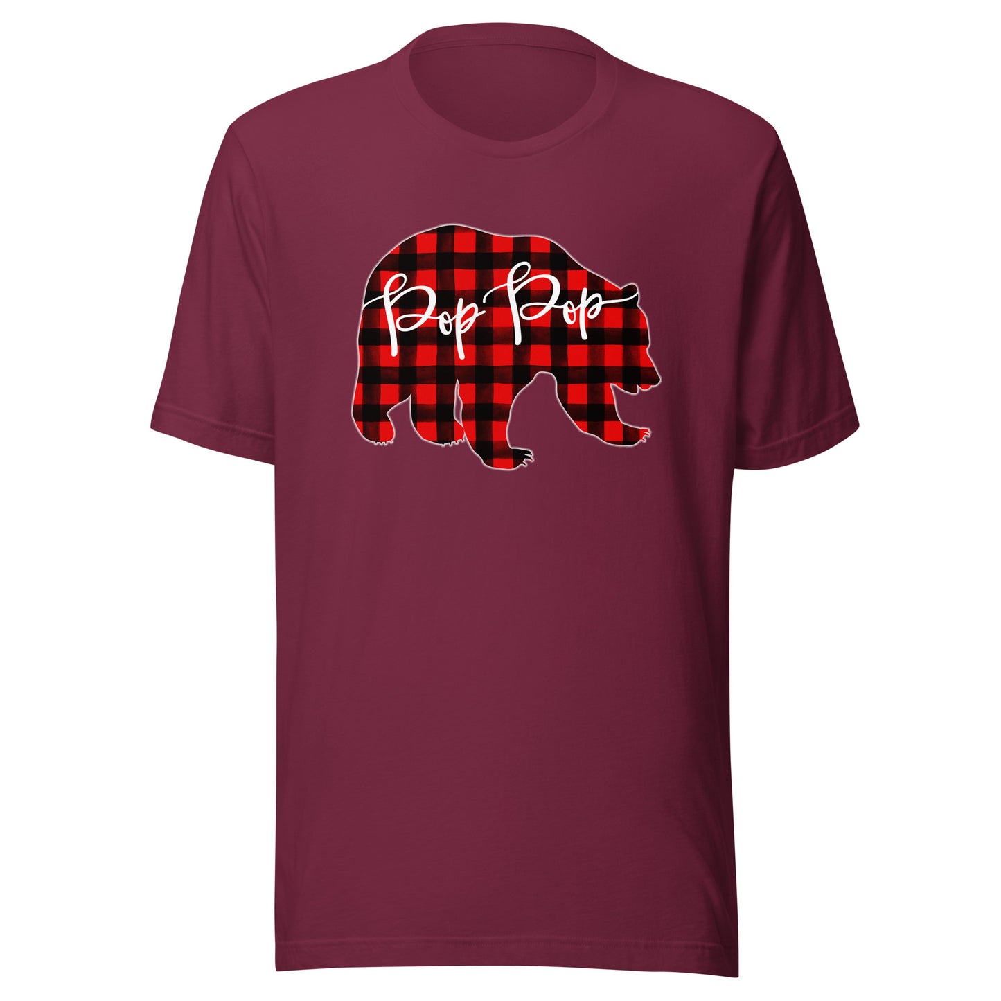 Red Plaid Pop Pop Bear Matching Family Christmas Eve Buffalo T-Shirt