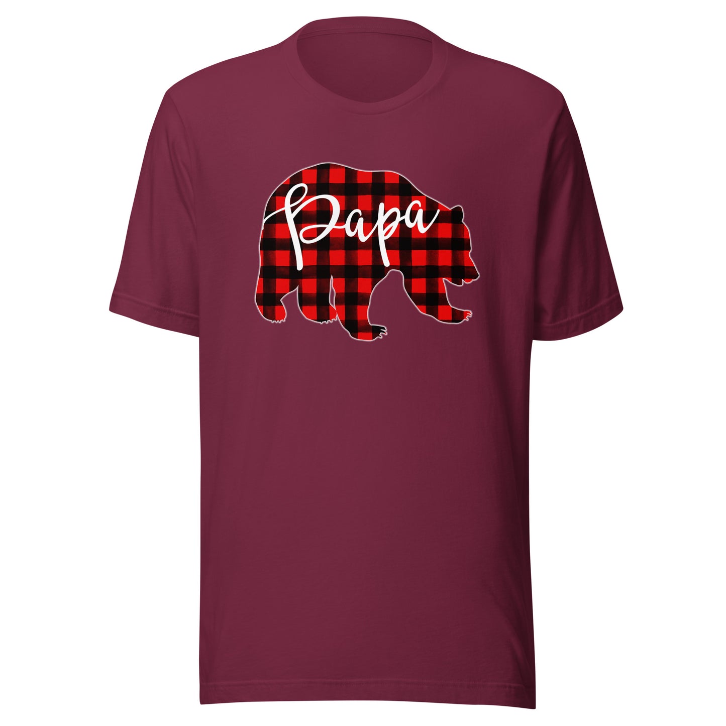 PAPA BEAR | Red Plaid Matching Family Christmas Eve Buffalo T-Shirt