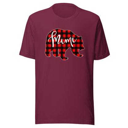 Red Plaid Mimi Bear Matching Family Christmas Eve Buffalo T-Shirt