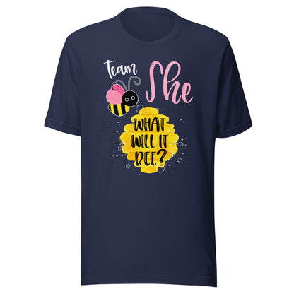 Gender Reveal Team SHE Shirt Girl What Will It Bee or He Tee T-Shirt