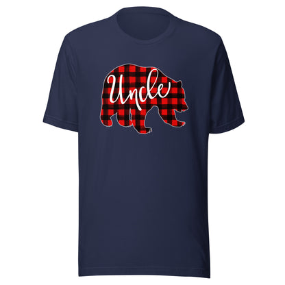 Red Plaid Uncle Bear Matching Family Christmas Eve Buffalo T-Shirt