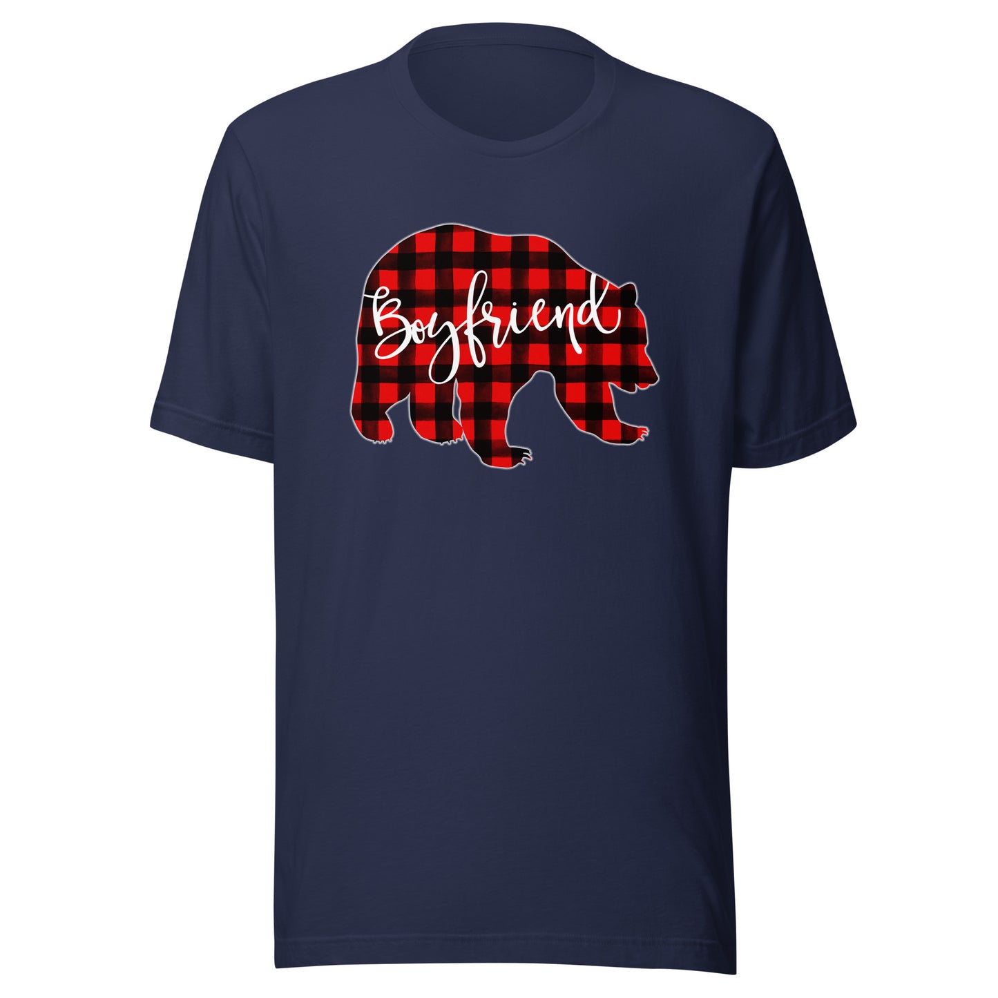 Red Plaid Boyfriend Bear Matching Family Christmas Buffalo T-Shirt
