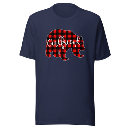 Red Plaid Girlfriend Bear Matching Family Christmas Buffalo T-Shirt