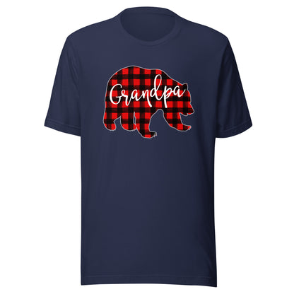 Red Plaid Grandpa Bear Matching Family Christmas Eve Buffalo T-Shirt