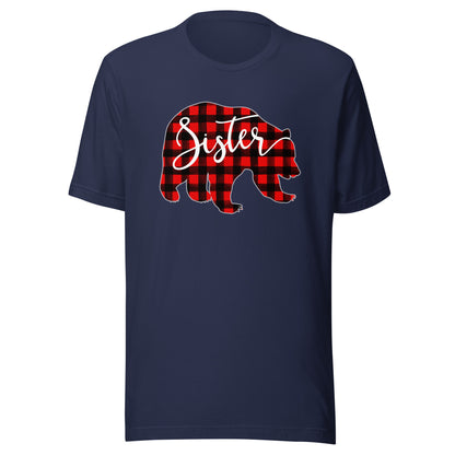 Red Plaid Sister Bear Matching Family Christmas Eve Buffalo T-Shirt